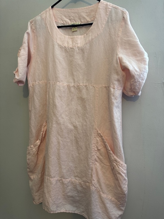 camille & co Dresses & Skirts - Pale Pink Linen Pocket Tunic S cotton linen